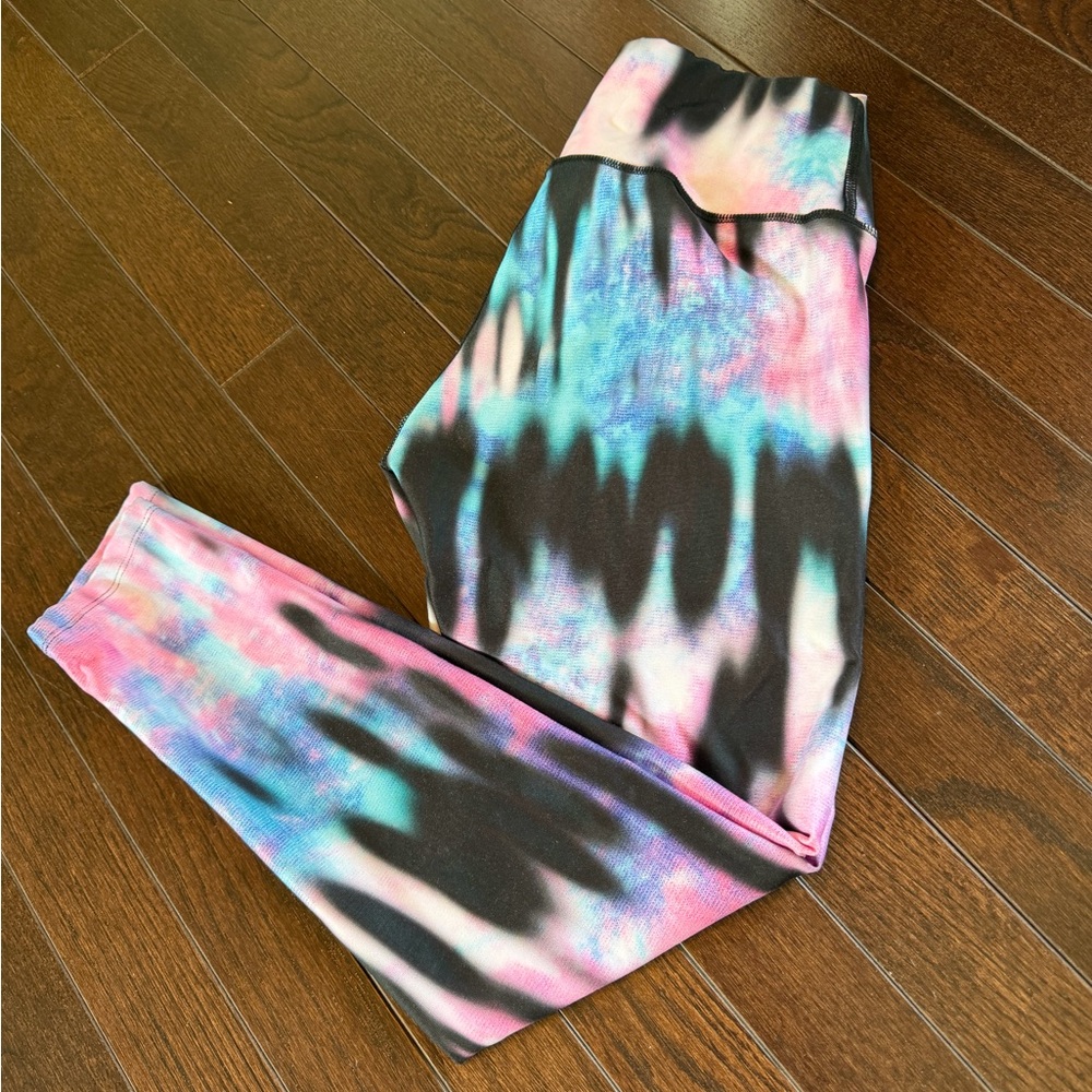 Tie-Dye Active Leggings - Pink, Blue & Black